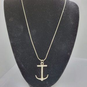 Nautical Sailing Boat Anchor Necklace Sterling Silver 925 chain is 18.25"